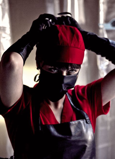 American Mary American Mary Movie, Quick Halloween Costumes Last Minute Men, Mary Mason, American Mary, Katharine Isabelle, Quick Halloween Costumes, Pvc Apron, The Stranger Movie, Boy Halloween Costumes