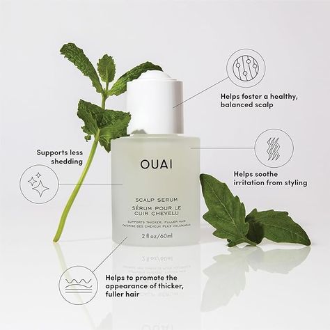 OUAI Scalp Serum - Balancing and Hydrating Serum with Red Clover Extract, Siberian Ginseng and Peptides for Thicker and Fuller-Looking Hair - Paraben, Phthalate and Sulfate Free Scalp Care (2 Fl Oz) Shampoo For Thick Hair, Shampoo For Fine Hair, Scalp Serum, Red Clover, Scalp Oil, Anti Dandruff Shampoo, Itchy Scalp, Healthy Scalp, Dry Scalp