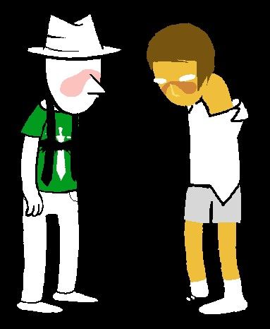 Homestuck Dad Egbert and Andrew Hussie looking at eachother, blushing, with messy clothes after having the most crazy sex ever. Dad Egbert, Andrew Hussie, I John, Homestuck, Collage, Photo And Video, Memes, Pins, Quick Saves