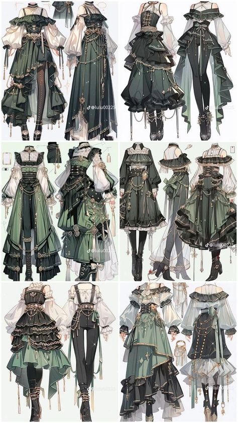 Fantasy Clothing Design Sketches, Fantasy Clothes Drawing Reference, Female Outfits Drawing, Fantasy Clothing Design, Anime Outfits Female, Fantasy Dress Drawing, Indie Dress, Childhood Stories, Art Outfits