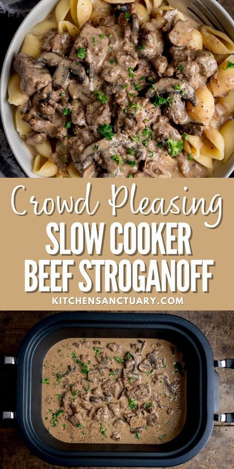 Best Beef Stroganoff, Beef Stroganoff Crockpot, Slow Cooker Recipes Pork, Beef Stroganoff Easy, Slow Cooker Beef Stroganoff, Mushroom Dish, Stroganoff Recipe, Slow Cooked Beef, Crockpot Recipes Beef