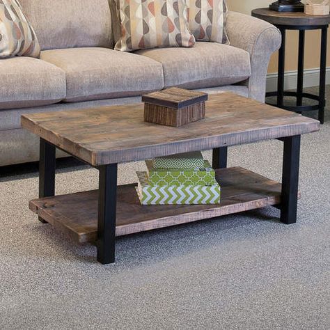 Loon Peak Somers 42" Wood/Metal Coffee Table Natural Coffee Table, Coffee Table Inspiration, Coffee Sofa, Coffee Table Dimensions, Reclaimed Wood Coffee Table, Coffee Table Farmhouse, Sofa End Tables, Table Inspiration, Rustic Coffee Tables