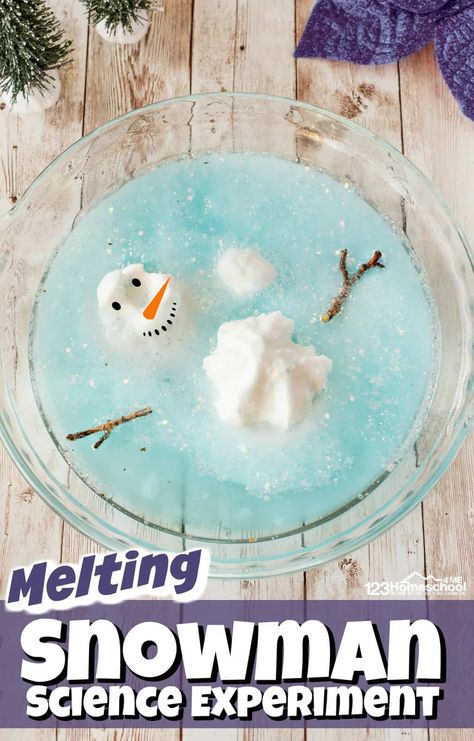 Snowman Crafts Preschool, Winter Stem Activities, Winter Science Activities, Winter Science Experiments, Winter Math Activities, Melting Snowman, Snow Globe Crafts, Winter Science, Snowmen Activities