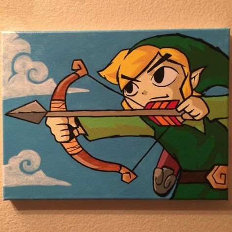 Zelda Painting, Zelda Crafts, Zelda Drawing, Animation Art Sketches, Cute Canvas Paintings, Canvas Painting Diy, Cute Canvas, Paintings On Canvas, Canvas Ideas