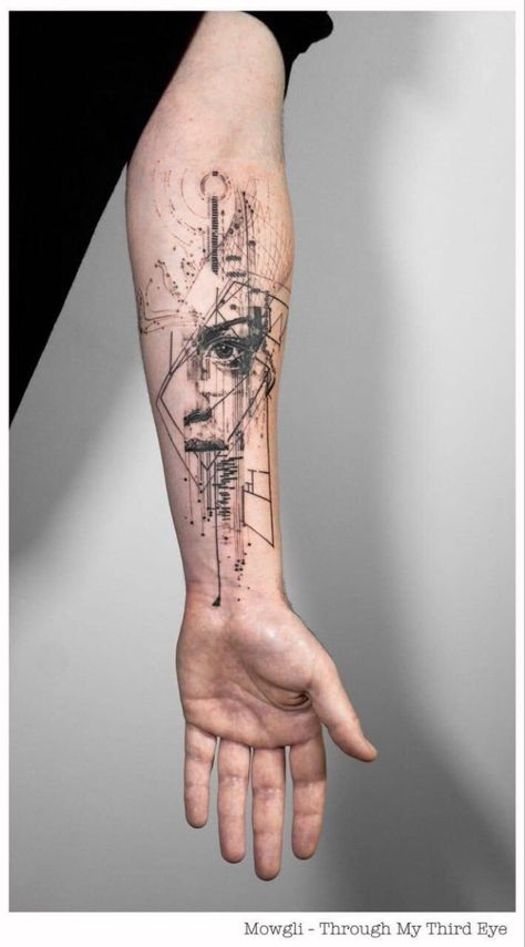 Mowgli Tattoo, Athena Tattoo, Geometric Sleeve Tattoo, Forearm Band Tattoos, Wrist Tattoos For Guys, Goddess Tattoo, Cool Forearm Tattoos, Angel Tattoo Designs, Geometric Tattoo Design