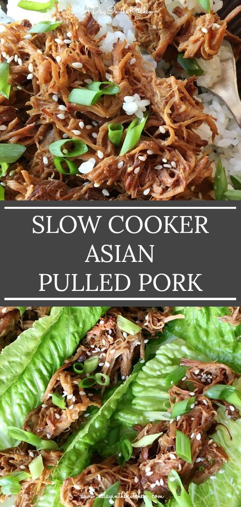 Pork Shoulder Roast Crock Pot, Crockpot Pork Shoulder, Asian Pulled Pork, Pork Loin Crock Pot Recipes, Pork Roast Crock Pot Recipes, Slow Cooker Pork Shoulder, Asian Pork Recipes, Slow Cooker Pork Loin, Slow Cooker Asian