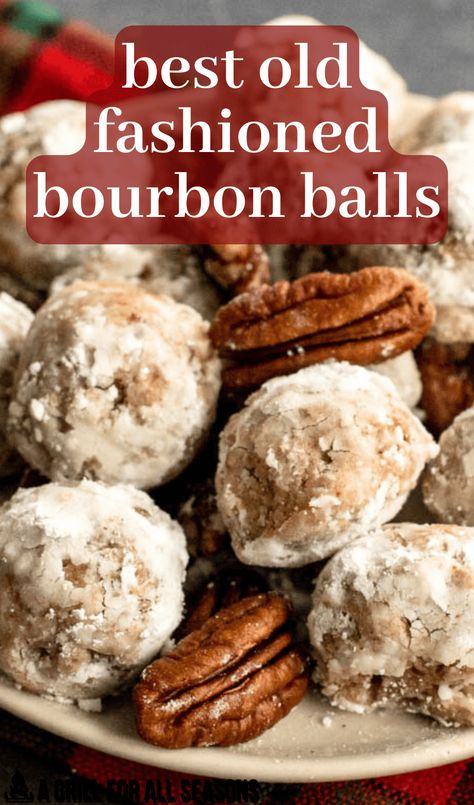 You'll love this no bake recipe. Whip up this Old Fashioned Bourbon Balls Recipe for a cookie exchange, holiday dessert table, or a sweet treat full of bourbon flavor. These easy bourbon balls are also perfect for a holiday party! Easy Bourbon Desserts, Bourbon Vanilla Extract Recipes, Bourbon Balls Southern Living, Easy Sweet Party Snacks, Bourbon Truffles Recipe, Recipes Using Bourbon, Cookies With Alcohol In Them, Bourbon Candy Recipes, Best Holiday Cookies For Exchange