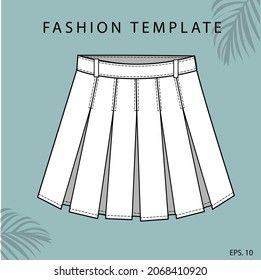 Pleated skirt, Skirt fashion flat sketch template Tennis Skirt Drawing, Pleats Sketch, How To Draw Pleated Skirts, Pleated Skirt Flat Sketch, Skirt Technical Flat, Pleated Skirt Sketch, Pleated Skirt Drawing, Skirts Illustration, Skirt Flat Sketch