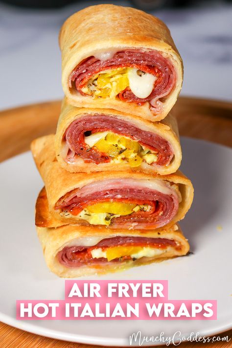 Easy Air Fryer Hot Italian Wraps Italian Wraps, Pomegranate Desserts, Italian Wrap, Banana Peppers, Air Fried Food, Air Fryer Oven Recipes, Deli Style, Airfryer Recipes, Air Fry Recipes