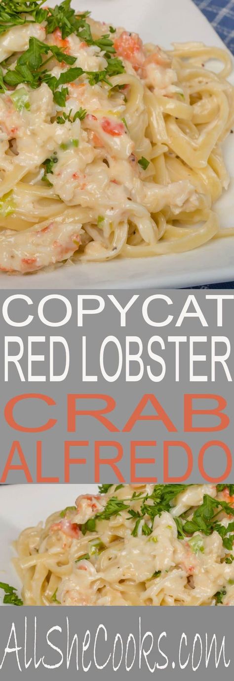 Copycat Red Lobster Crab Alfredo Lobster Alfredo, Crab Alfredo, Copycat Red Lobster, Easy Alfredo, Resep Pasta, Crab Meat Recipes, Crab Dishes, Alfredo Sauce Recipe, Lobster Recipes