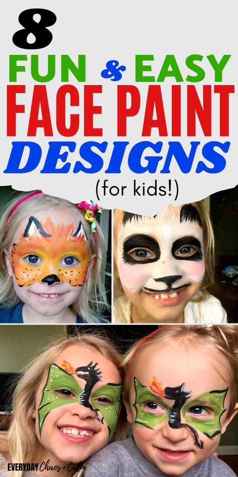 Face Paint Birthday Party Ideas, Face Crayons Ideas, Easy Beginner Face Painting Ideas, Face Painting With Crayons, Easy Fall Festival Face Painting Ideas, Kids Easy Face Painting Ideas, Dragon Face Painting Easy, Easy Beginner Face Painting, How To Do Face Painting