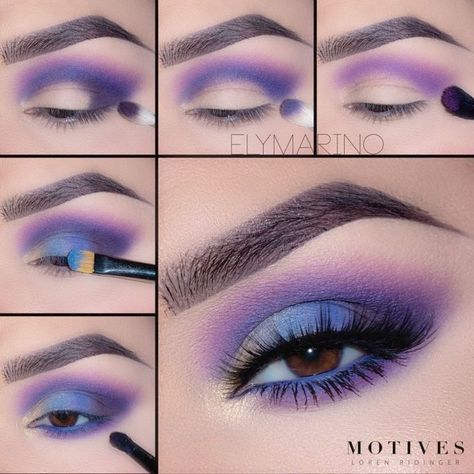 Eye Eyeliner, Makeup Tumblr, Kohl Eyeliner, Purple Eye Makeup, Eye Makeup Styles, Mascara Makeup, Eye Makeup Pictures, Beauty Make-up, Purple Makeup