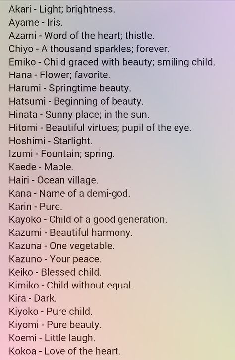 Japanese girl names- I was looking for one name for one character and it turns out all these are kinda pretty. Japanese Names And Meanings, Southern Baby Names, Bahasa Jepun, Materi Bahasa Jepang, Names Baby, Learn Japanese Words, Japanese Phrases, Japanese Language Learning, Name Inspiration