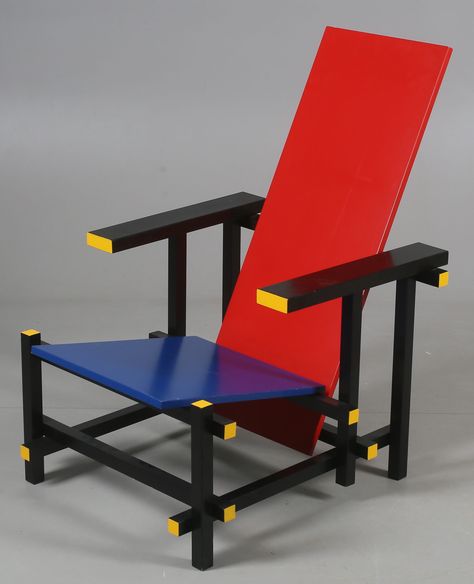 Rietveld Chair, Chair Tattoo, Mondrian Art, Chair Drawing, Architecture Set, Gerrit Rietveld, Timber Architecture, Iconic Chairs, School Interior