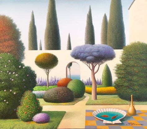 Evgeni Gordiets, Diy Oil Painting, Colorful Landscape Paintings, Blooming Trees, Diy Oils, Art Degree, Blue Tree, Arte Popular, Colorful Landscape