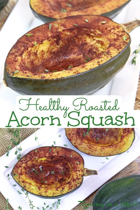 Acorn Squash In Oven, Acorn Squash Recipes Healthy, Eating Acorns, Squash In Oven, Healthy Squash Recipes, Acorn Squash Recipe, Roasted Acorn Squash, Clean Eating Vegan, Acorn Squash Recipes