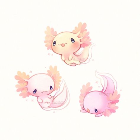 Kawaii axolotl :) Axolotl Cute, Cute Animal Drawings Kawaii, Cute Kawaii Drawings, Japanese Sweets, Kawaii Animals, Dessin Adorable, 판타지 아트, Cute Little Drawings, Love Gif