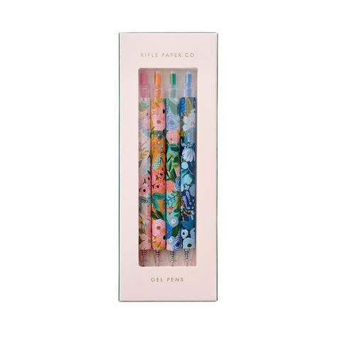 Rifle Paper Co. Garden Party Gel Pen Set Pkg/4 | The Container Store File Folder Organization, File Boxes, Gold Foil Design, Small Business Gifts, Spiral Planners, Gel Pens Set, Green Paper, Paper Source, Ink Refill