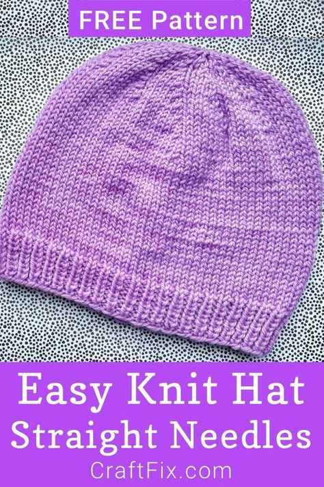 Knitted Hats On Straight Needles, Straight Needle Hat Pattern, 2 Needle Hat Pattern Free, 8 Ply Beanie Patterns Free, Beginner Knitting Hat Patterns Free, Knitted Beanie Pattern Free Straight Needles, Beanie Knitting Patterns Free 8 Ply, Knitted Slouchy Hat Patterns Free, Simple Beanie Knitting Pattern