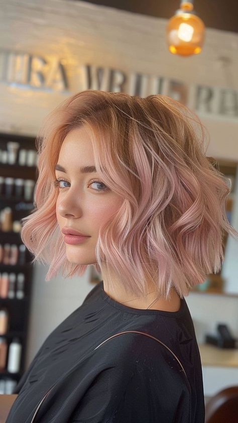 30 Evolving Hair Color Trends to Try Pink Hue Hair, Pale Pink Short Hair, Blush Pink Hair Balayage, Blush Pink Blonde Hair, Rose Gold Hair Fair Skin, Light Color Hair Dye, Blush Hair Color Blondes, Ombre Pink Hair Blonde, Blonde Hair With Pop Of Color Short