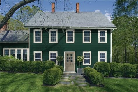 Look at the paint color combination I created with Benjamin Moore. Via @benjamin_moore. Siding: Hunter Green 2041-10; Trim: Going to the Chapel 1527; Door: Wildwood Crest 1538. Chestertown Buff, Narragansett Green, Exterior Paint Combinations, Aegean Teal, Van Deusen Blue, Outside House Colors, Benjamin Moore Exterior, Edgecomb Gray, House Paint Color Combination