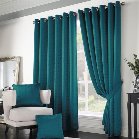 Buy Madison Fully Lined Curtains - Teal at Home Bargains Types Of Curtains, Blue Curtains, Darkening Curtains, Lined Curtains, Curtain Material, Room Darkening Curtains, Modern Square, House Decoration, Bedroom Inspo