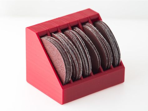 Sandpaper Disk Holder by walter - Thingiverse Sanding Disc Storage, 3d Printed Tool Organizer, Sandpaper Organizer, Workbench Organization, 3d Printed Objects, Craft Area, Workshop Organization, Garage Storage Organization, Plastic Organizer