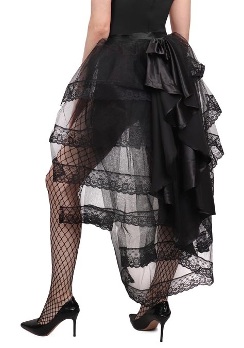 PRICES MAY VARY. Package Includes: 1x bustle. One size fits most women Durable Material: Gothic Tie-On Bustle is designed for multiple events, quality hard tulle with good resilience that ensure good support effect Gorgious Overskirt: The elegant design features wavy hem and a black bow with ribbons at the back, giving the costume a sence of flow and mystery Occasion: Tulle Bustle Underskirt is so elegant and stylish that can transform any costume into a gothic masterpiece, ideal for Halloween, Black Feather Skirt, Steampunk Costume Women, Tulle Bustle Skirt, Gothic Formal, Tulle Bustle, Dark Cabaret, High Low Tulle Skirt, Steampunk Outfits Women, Victorian Bustle