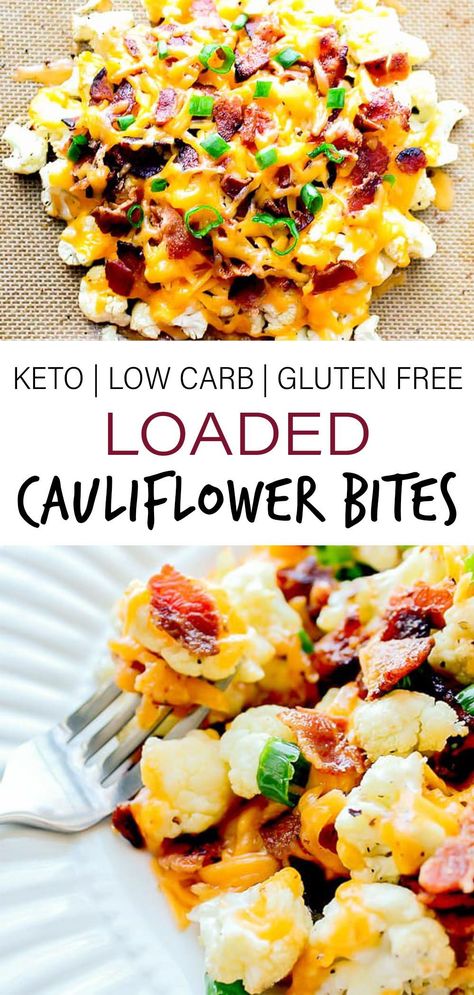 Loaded Cauliflower Bites, Side Dishes For Salmon, Loaded Cauliflower, Carb Alternatives, Cauliflower Bites, Low Carb Sides, Low Carb Side Dishes, Low Carb Vegetables, Keto Side Dishes