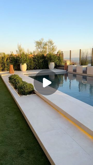 European Pool Design, Modern Pools Design, Dream Backyard Pool Luxury, Modern Rectangle Pool, Geometric Pool With Tanning Ledge, Modern Freeform Pool, Infinity Pool Design, Pool Patio Ideas, Pool Hardscape