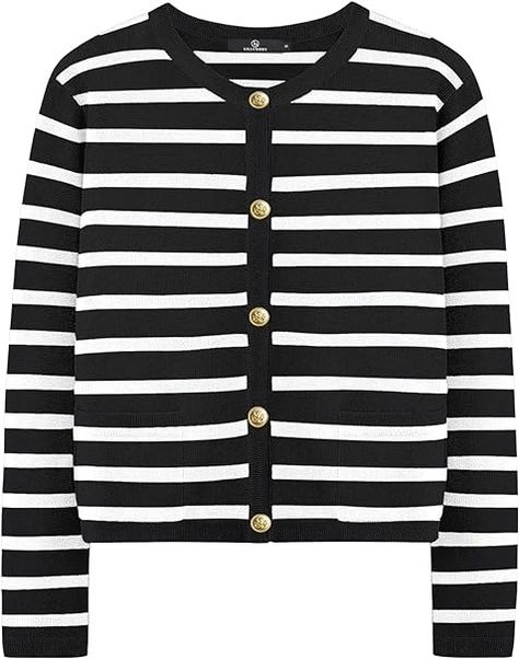 LILLUSORY Women's Striped Cardigan Sweaters Fall Oufits Clothes Fashion Trendy Long Sleeve Tops Casual Knit Tweed Jackets at Amazon Women’s Clothing store Elegant Sweater, Knitting Women Cardigan, Long Sleeve Knitted Cardigan, Cardigan Sweaters, Long Sleeve Tops Casual, Coat Outfits, Cardigan Sweaters For Women, Cardigan Fashion, Solid Clothes