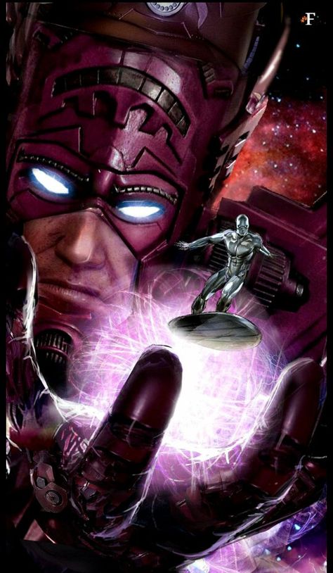 Galactus and Silver Surfer art Fantastic 4 Wallpaper, Xmen Wallpapers, Marvel Galactus, Mr Sinister Marvel, Galactus Marvel, Fantastic 4, Marvel Artwork, Marvel Villains, Marvel Posters