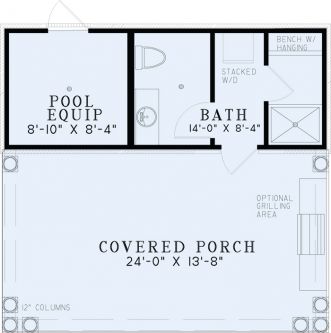 Poolhouse Plans | 1495 Poolhouse Plan with Bathroom Pool House With Bathroom, Pool Shed, Dream Backyard Pool, Outdoor Cabana, Pool House Designs, Pool House Plans, Pool Bathroom, Stock Tank Pool, Pool Bath