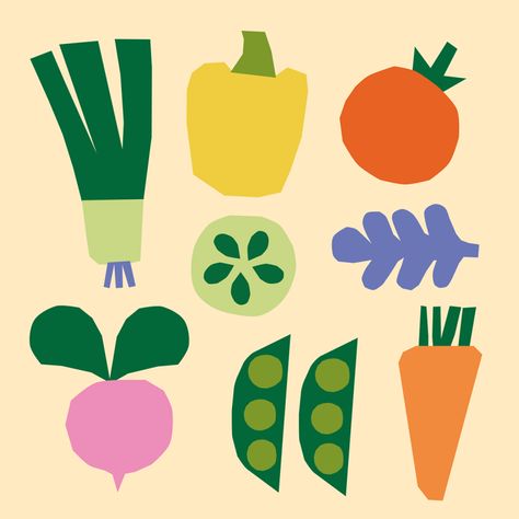 Abstract Food Illustration, Fruit Illustration Design, Produce Illustration, Vegetables Illustration, Healthy Design, Visuell Identitet, 달력 디자인, Vegetable Illustration, Buch Design