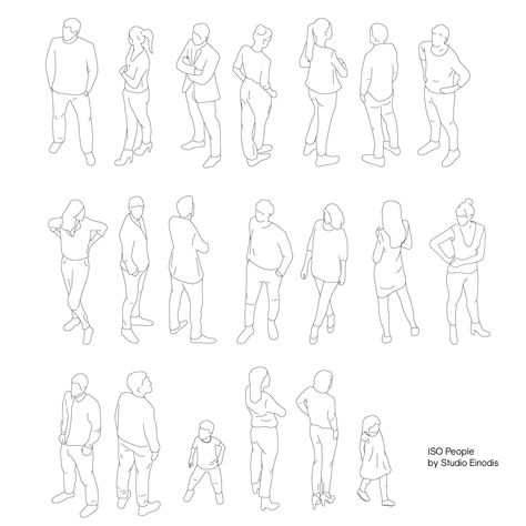 People Line Drawing Architecture, Isometric People Illustration, Isometric People Architecture, Architecture Vector Illustration, People Illustration Architecture, Human Png Architecture, People Png Architecture, Human Figure Architecture, Axonometric People