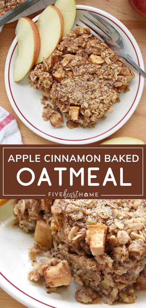 Baked Oatmeal Recipes Healthy, Wholesome Breakfast Ideas, Apple Cinnamon Baked Oatmeal, Cinnamon Baked Oatmeal, Oatmeal Healthy, Healthy Oatmeal Recipes, Apple Oatmeal, Baked Oatmeal Recipes, Baked Apple