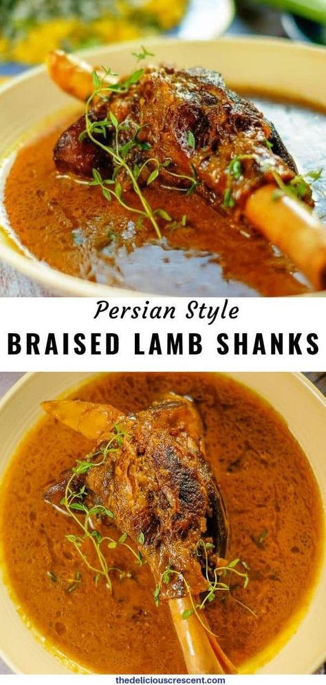 Persian Lamb Shank Recipe, Eastern Recipe, Cook Lamb, Lamb Shank Recipe, Braised Lamb Shanks, Tips For Cooking, How To Cook Lamb, Middle East Recipes, Braised Lamb