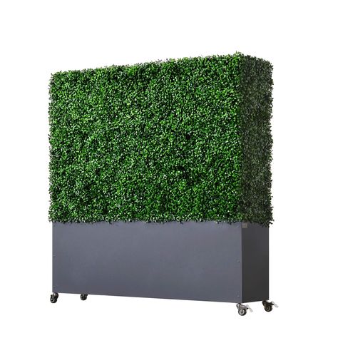 PRICES MAY VARY. It is a wall after you install it , there is greenery on all sides no blank side.The artificial hedge is using the high quality PE. aA proprietary mold. Our Boxwood will not disappoint. The planter box is made of stainless steel and with Dark gray coated double rustproof .it is an easy, beautiful, and ECO-friendly way to create privacy in an indoor or outdoor space. Display the hedge wall on patios, dining areas, common areas, hotels, restaurants, and office to enhance the atmos Privacy Wall On Deck, Boxwood Hedge Wall, Hedge Wall, Privacy Planter, Artificial Hedges, Boxwood Hedge, Black Planters, Privacy Walls, Steel Planters