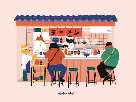 Location Illustration, Room Reference, 심플한 그림, Japan Illustration, Ramen Shop, Naive Illustration, Shop Illustration, City Illustration, Sketchbook Ideas