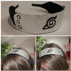 DIY Naruto headband-  the "metal" part is from aluminium foil and paper, symbols are draw with black marker and it's glued on an ordinary hair headband. Anime Diy Ideas, Diy Naruto, Naruto Headband, Anime Diys, Naruto Birthday, Naruto Costumes, Anime Diy, Fitness Shirts, Instruções Origami