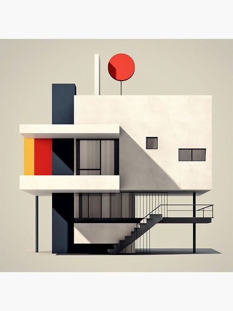 Bauhaus House Design, Open Composition Art, Bauhaus Office Design, Bauhaus Sketch, Bauhaus Exterior, Architectural Graphic Design, Bauhaus Architecture Buildings, 2144 Museum, Precisionism Art