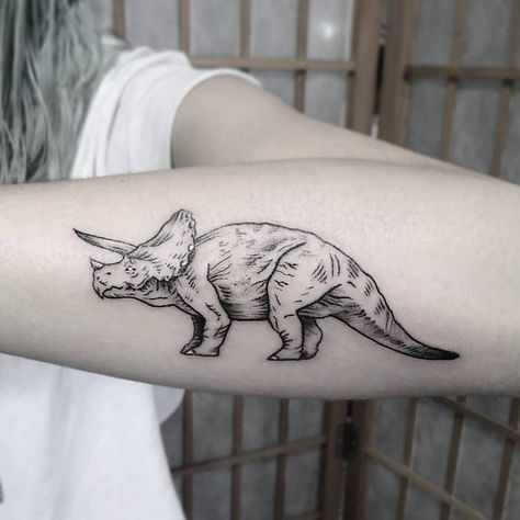 210 Most Beautiful Dinosaur Tattoos For Men and Women (2022) - TattoosBoyGirl Triceratops Tattoo, Jurassic Park Tattoo, Dinosaur Tattoo, Dinosaur Tattoos, Tattoo Convention, Red Tattoos, Top Tattoos, Home Tattoo, Aesthetic Tattoo