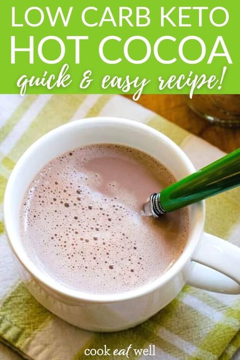 Low Carb Cocoa Recipes, Keto White Hot Chocolate, Leto Hot Chocolate, Low Carb Hot Cocoa, Low Cal Hot Drinks, Healthy Cocoa Recipes, Keto Hot Cocoa Mix Recipe, No Sugar Hot Chocolate Recipe, Low Carb Hot Chocolate Mix Recipe