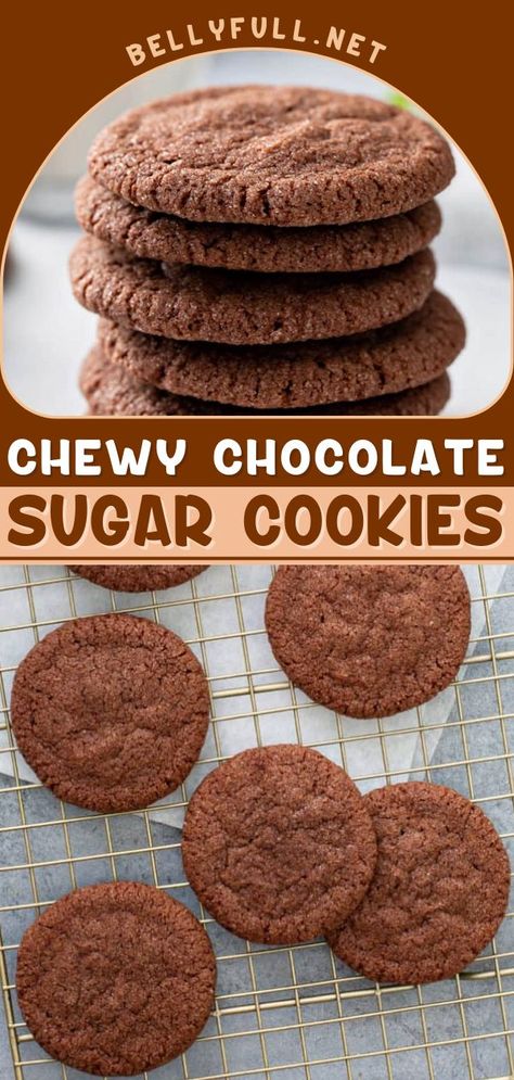 Chocolate Sugar Cookies, christmas cookie exchange, holiday baking list Chocolate Sugar Cookie Recipe, Drop Sugar Cookies, Chocolate Drop Cookies, Drop Cookie Recipes, Holiday Baking List, Baking List, Favorite Christmas Recipes, Chocolate Sugar Cookies, Sugar Cookie Recipe