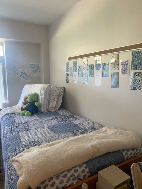 [AffiliateLink] Blue Coastal Granddaughter Themed Dorm Room/Bed Space #costalgranddaughterdormroomdecor Unc Dorm Room, Costal Granddaughter Dorm Room, Nautical Dorm Room, Blue Floral Dorm Room, Coastal Grandmother Dorm Room, Beach Dorm Room Aesthetic, Coastal Dorm Room Aesthetic, Blue Dorm Bed, Navy Blue Dorm Room Aesthetic