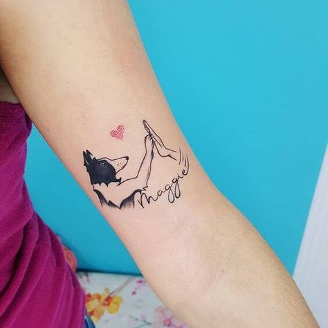 Border Collie Tattoo, Dog Memorial Tattoos, Pawprint Tattoo, Tattoos Skull, Memorial Tattoo, Memorial Tattoos, Tattoo Outline, Border Collies, Dog Tattoo