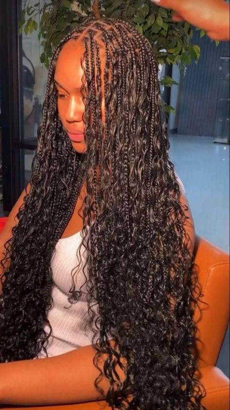 Long Goddess Knotless Braids, Small Goddess Knotless Braids, Goddess Knotless Braids, Goddess Knotless, Natural Braided Hairstyles, Goddess Braids Hairstyles, Box Braids Hairstyles For Black Women, Cute Box Braids Hairstyles, Small Braids