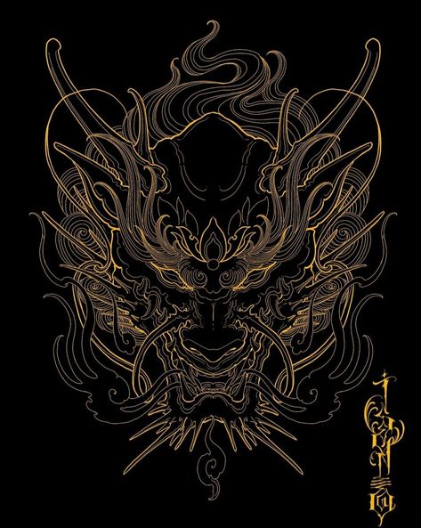 Japanese Dragon Face, Dragon Face Tattoo, Dragon Japanese Art, Dragon Line Art, Dragon Tattoo Sketch, Dragon Tattoo Art, Dragon Face, Japan Tattoo Design, Fu Dog