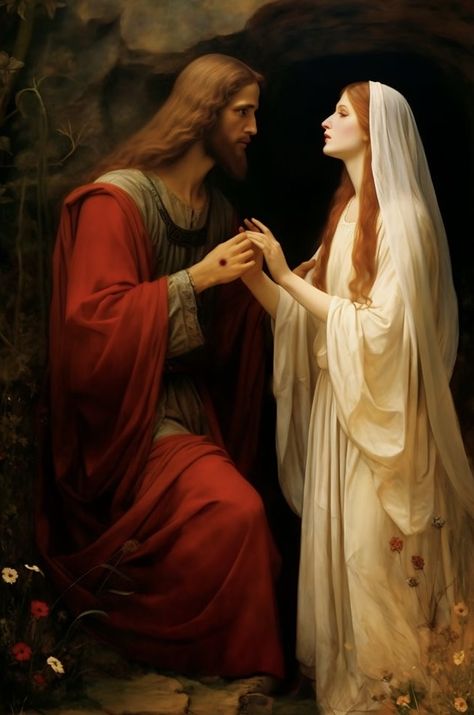 Jesus And Mary Magdalene, Mary Magdalene And Jesus, Risen Christ, Jesus Crucified, Spiritual Photos, Jesus Cartoon, Catholic Beliefs, Soul Love Quotes, Saint Quotes Catholic