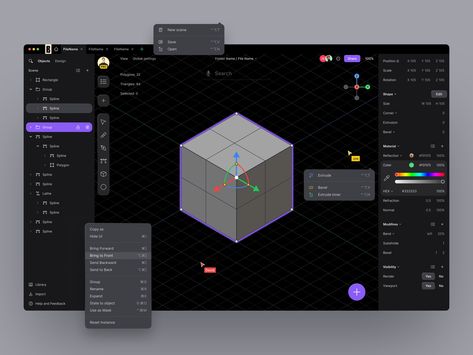 3d editor by Yask 3d Web Design, Software Interface Design, Restaurant Website Design, Project Dashboard, Ui Framework, Ui Color, 3d Design Software, App Design Layout, Analytics Dashboard